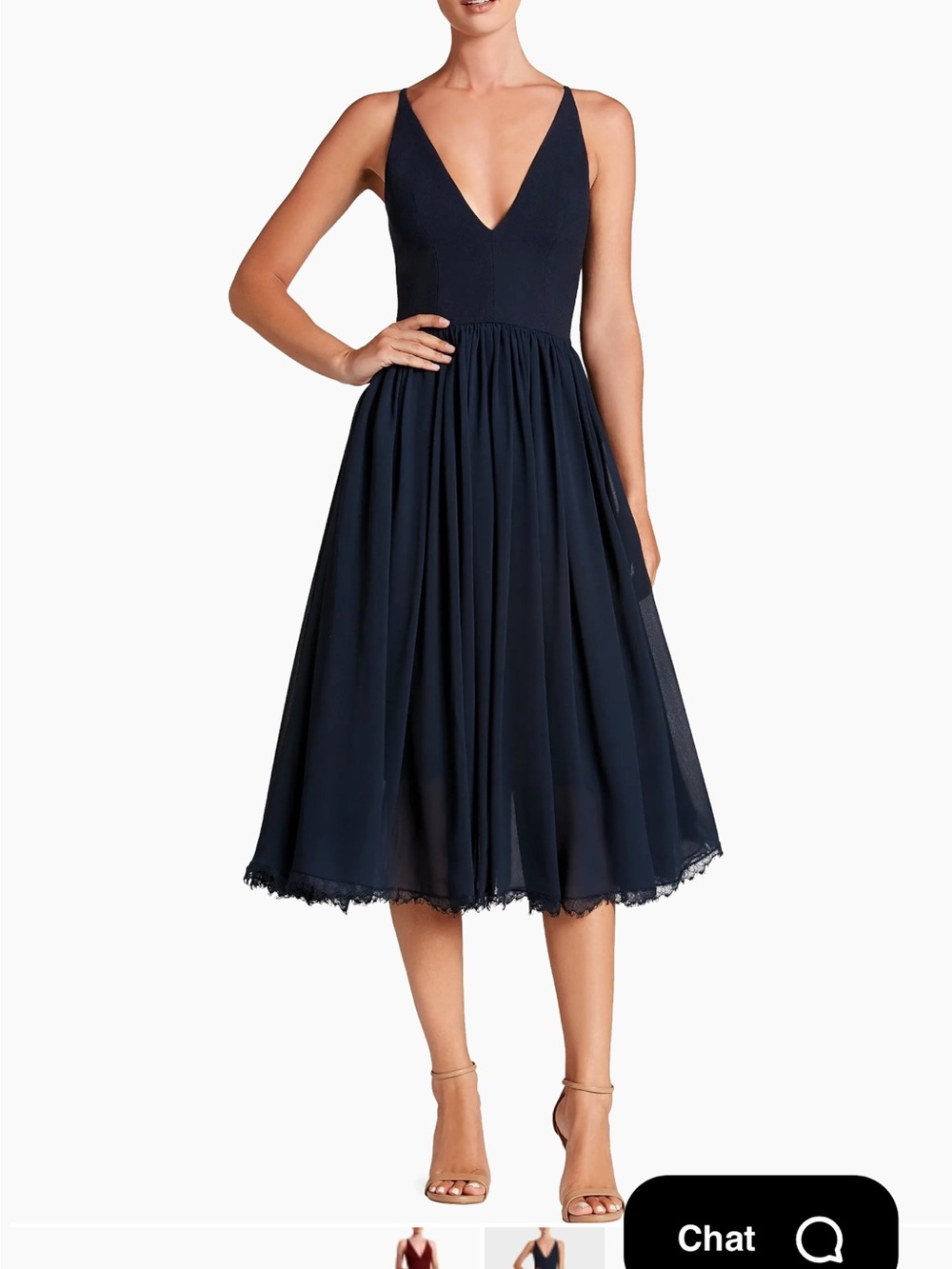 Alicia Chiffon V-Neck Navy Cocktail Dress